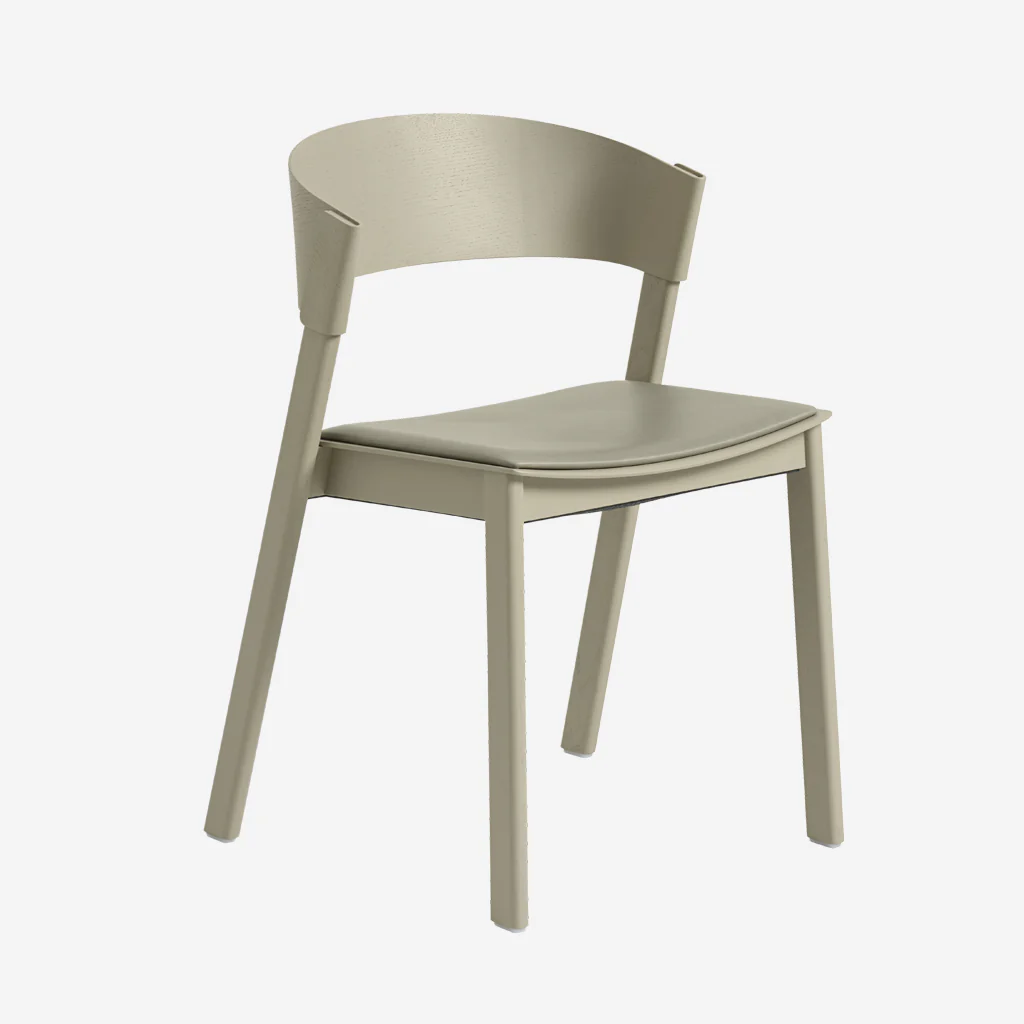 Muuto Cover Side Chair Dark Beige Leather Stone - Image 2