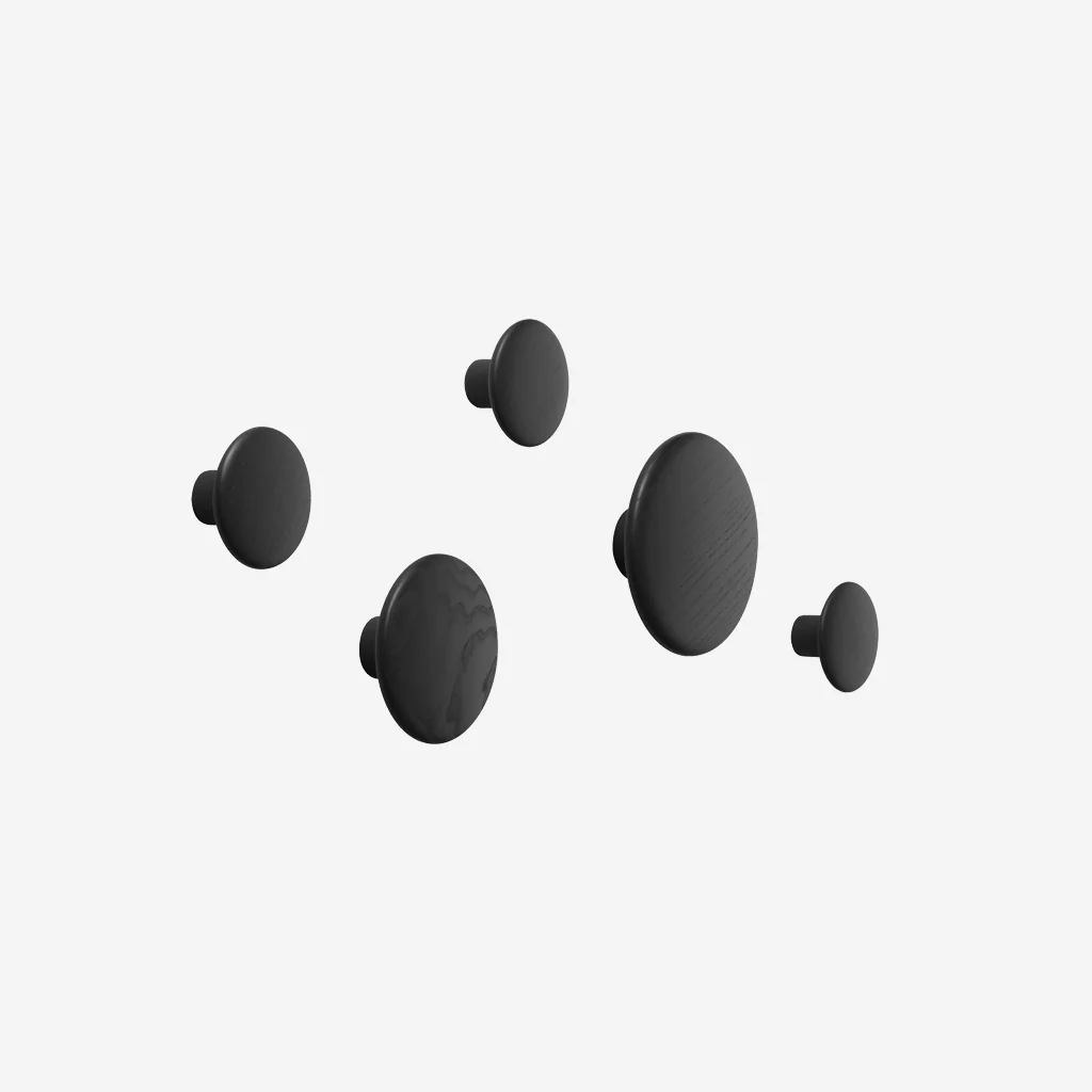 Muuto Dots Hooks Wood Set Black