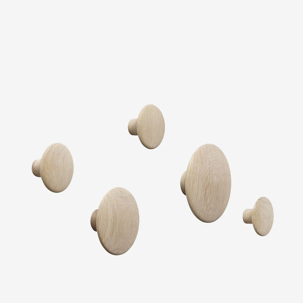 Muuto Dots Hooks Wood Set Oak