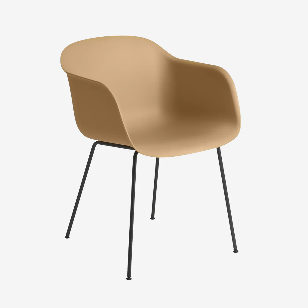 Muuto Fiber Armchair Tube Base Ochre/Black - Image 2