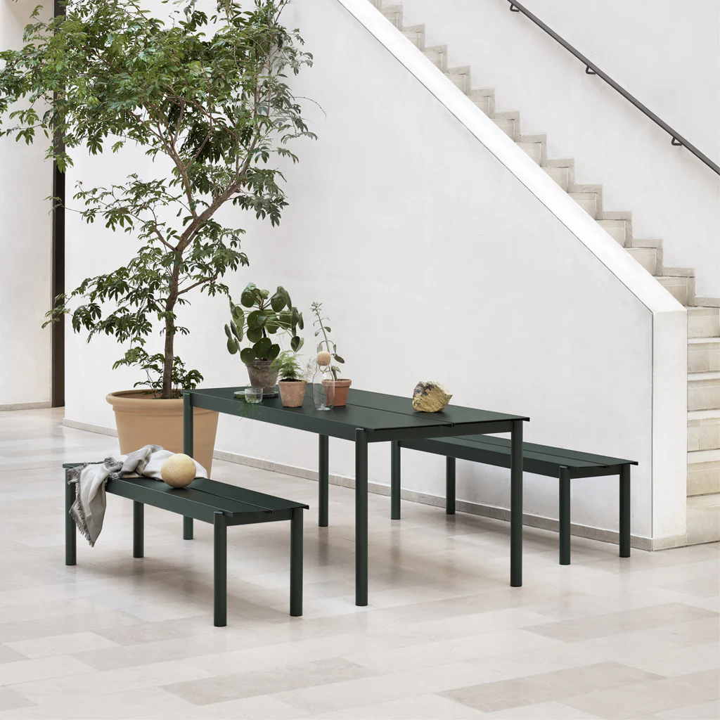 Muuto Linear Steel Bench Long Dark Green - Image 2
