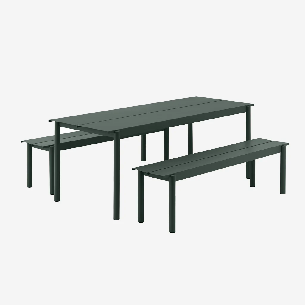 Muuto Linear Steel Bench Long Dark Green - Image 3