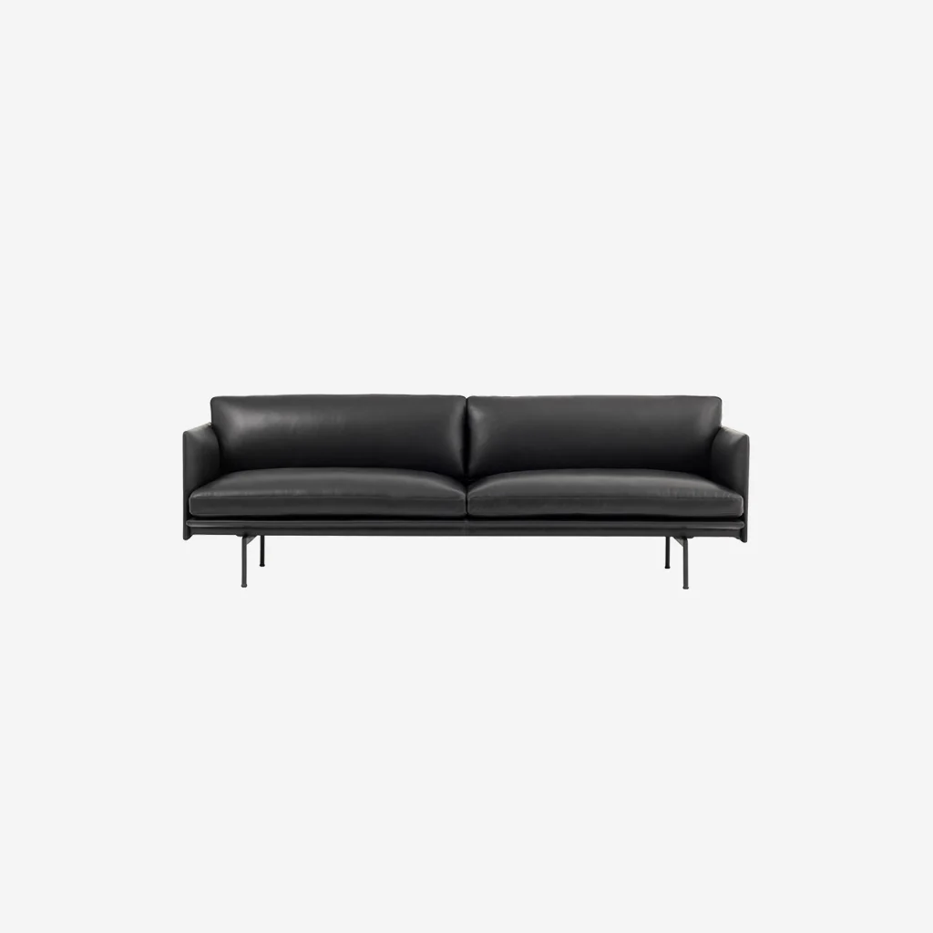 Muuto Outline Sofa 3 Seater Leather Black