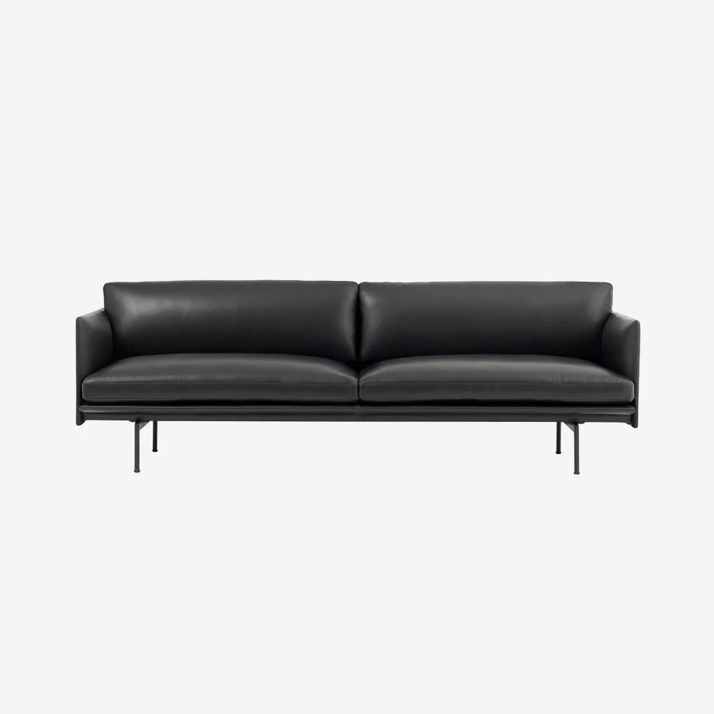 Muuto Outline Sofa 3 Seater Leather Black - Image 2