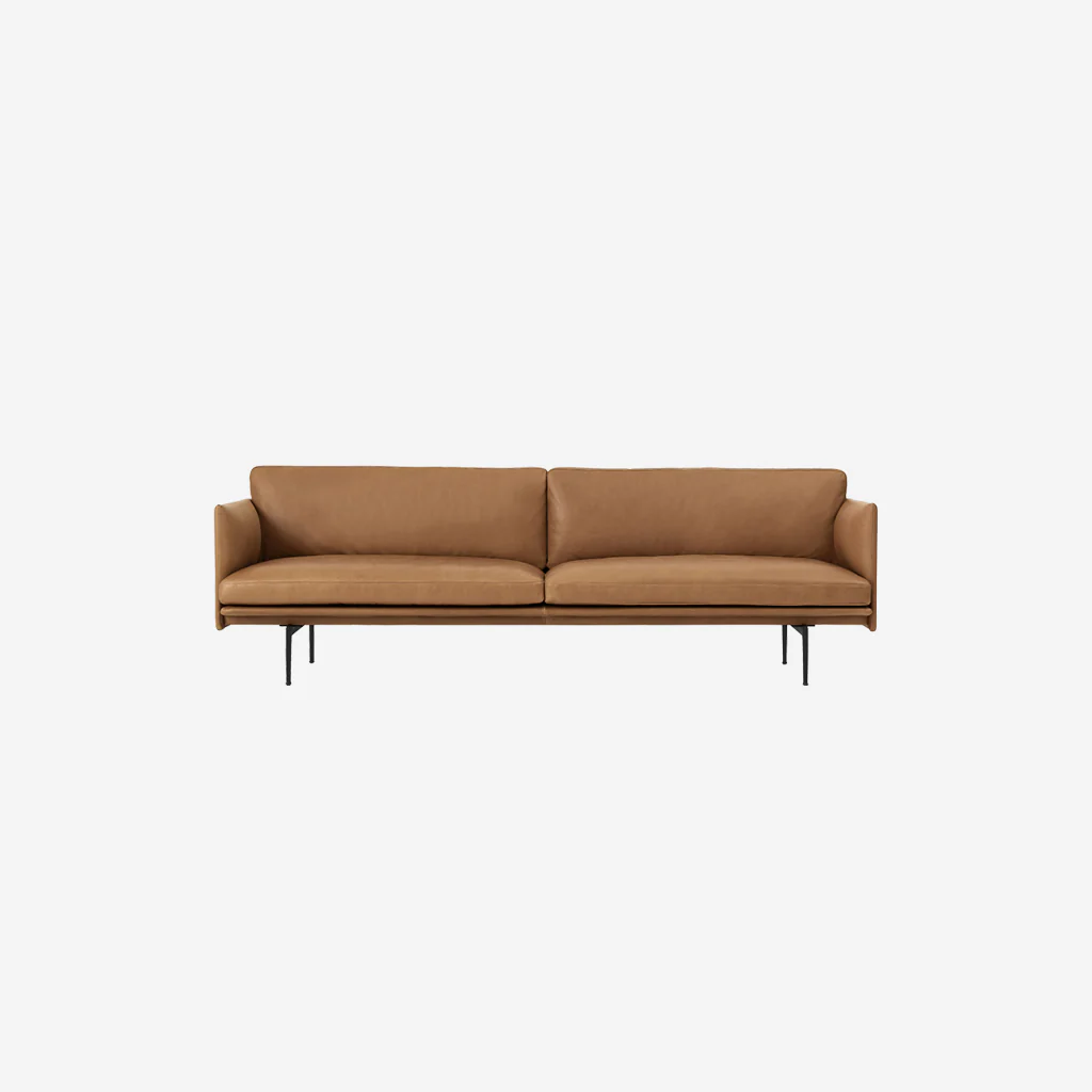 Muuto Outline Sofa 3 Seater Leather Cognac