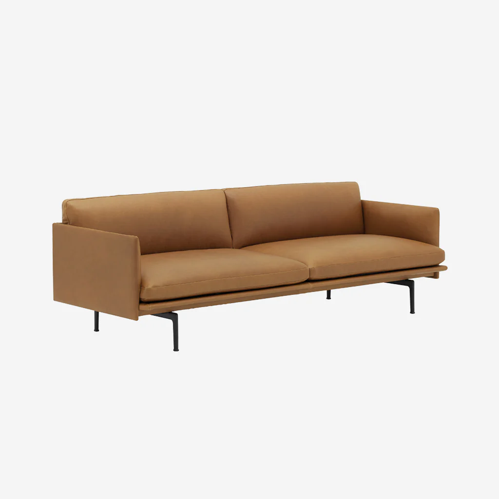 Muuto Outline Sofa 3 Seater Leather Cognac - Image 2