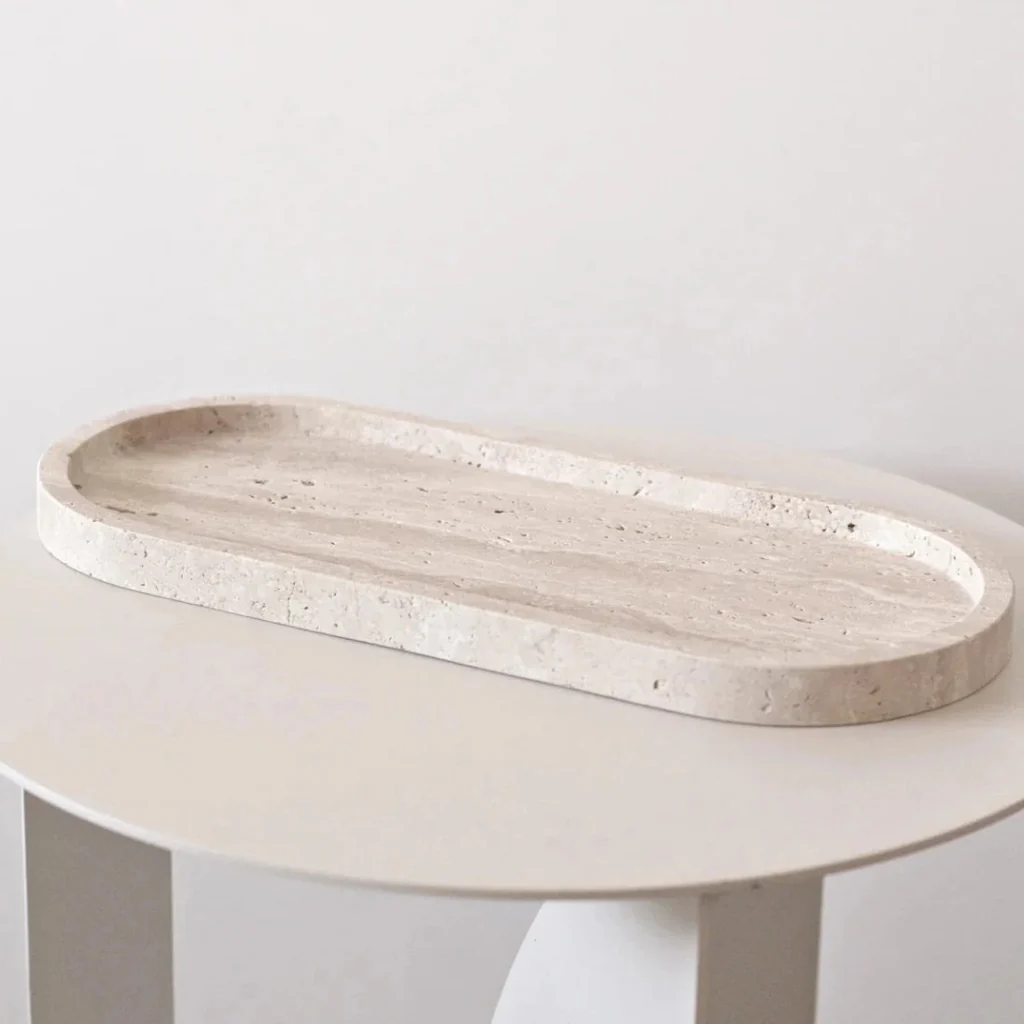 Ned Line Travertine Oval Tray - Image 2
