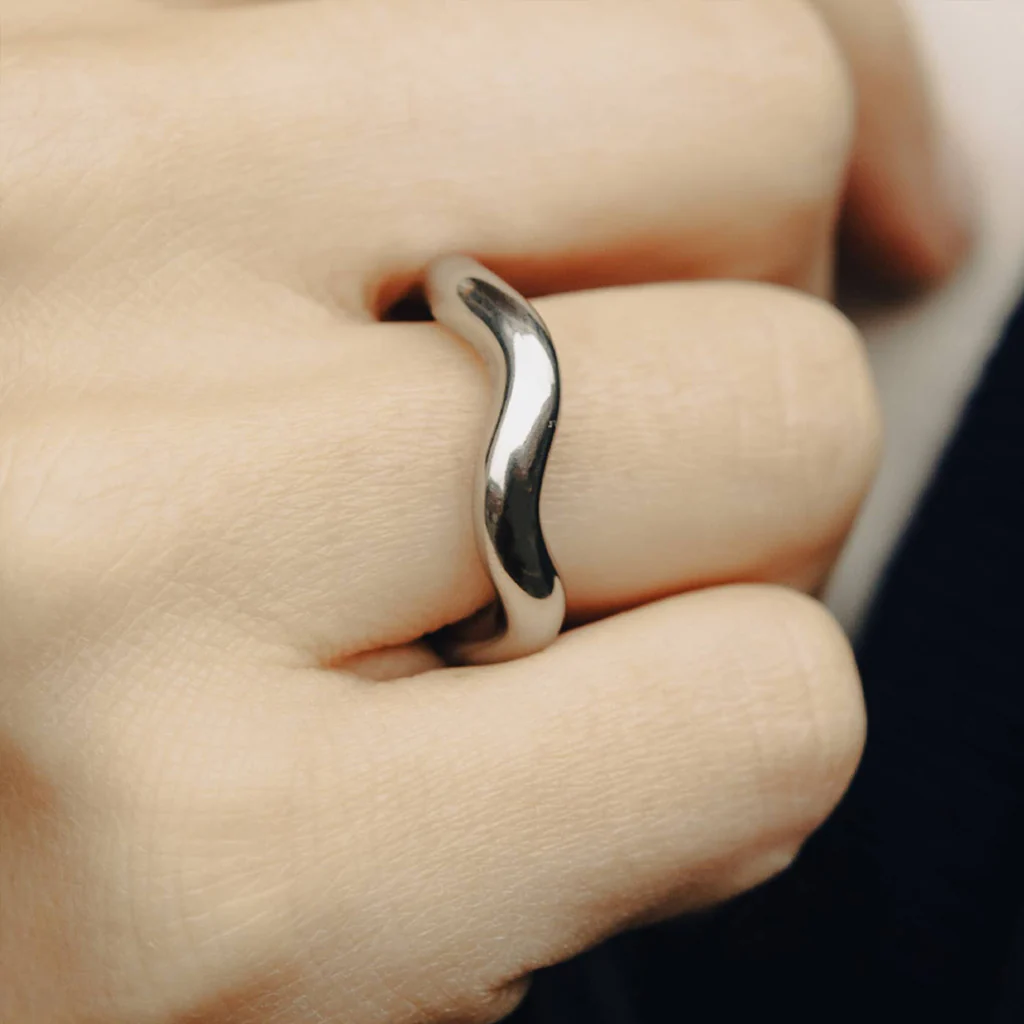 Nordic Muse Silver Chunky Irregular Band Ring - Image 3