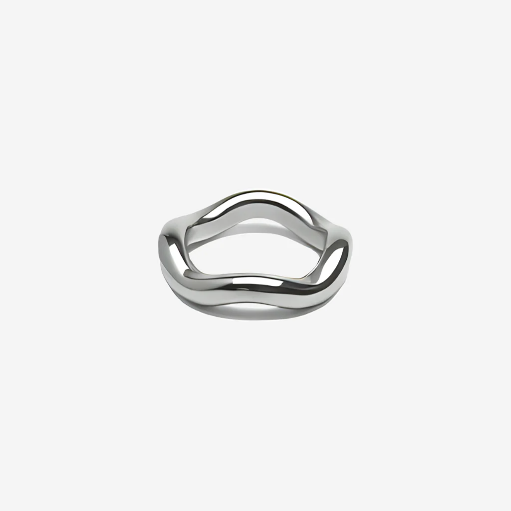 Nordic Muse Silver Chunky Irregular Band Ring - Image 4
