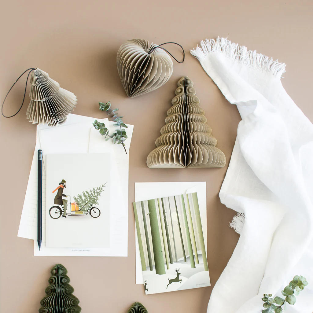 Nordic Rooms Paper Christmas Ornament Linen Heart - Image 2