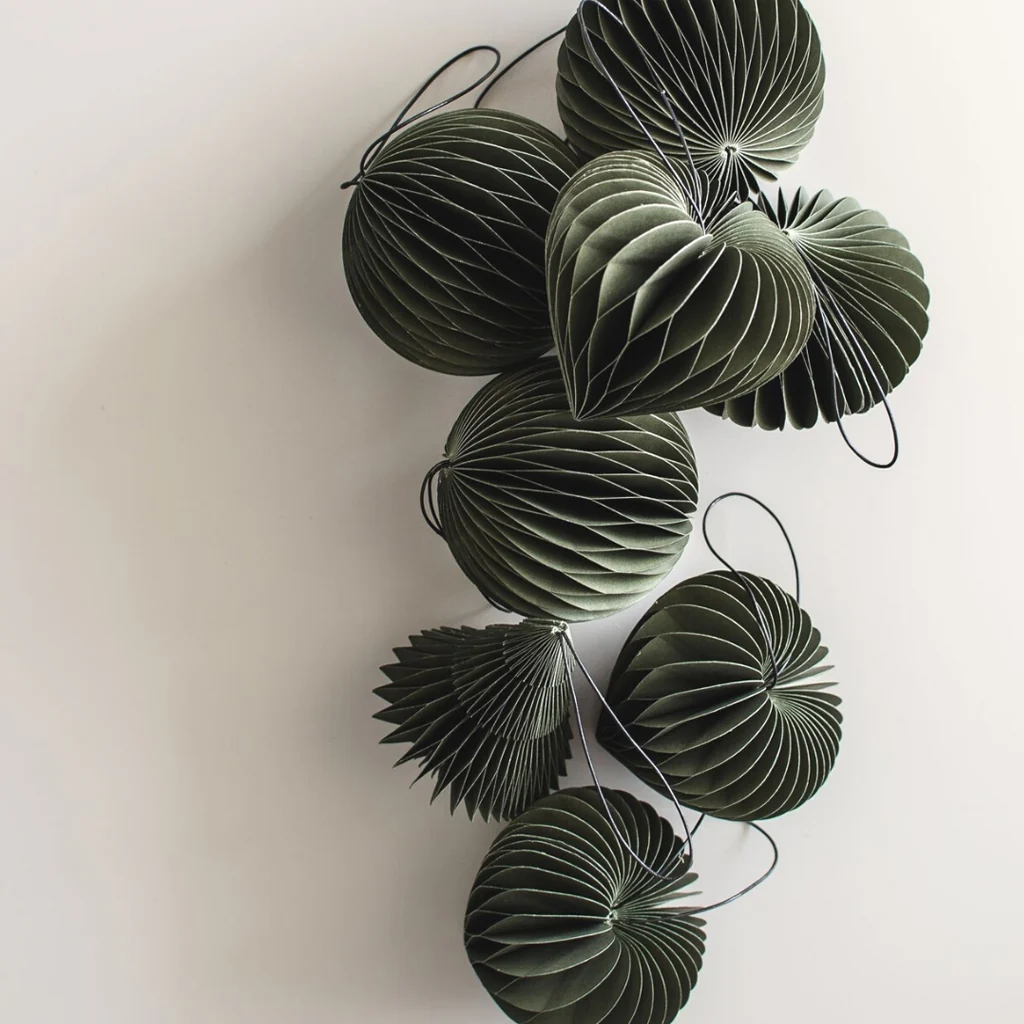 Nordic Rooms Paper Christmas Ornament Olive Green Jewel - Image 3