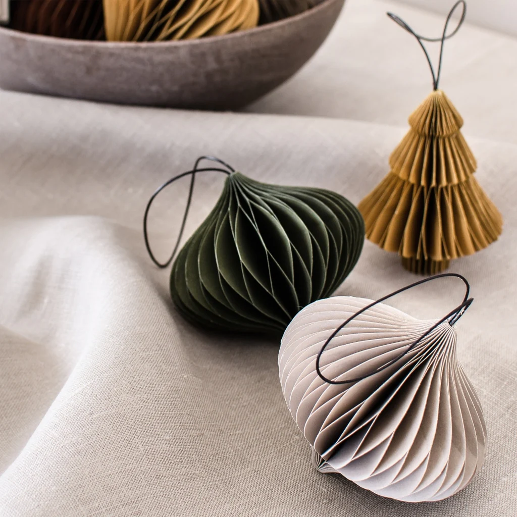 Nordic Rooms Paper Christmas Ornament Olive Green Jewel - Image 5
