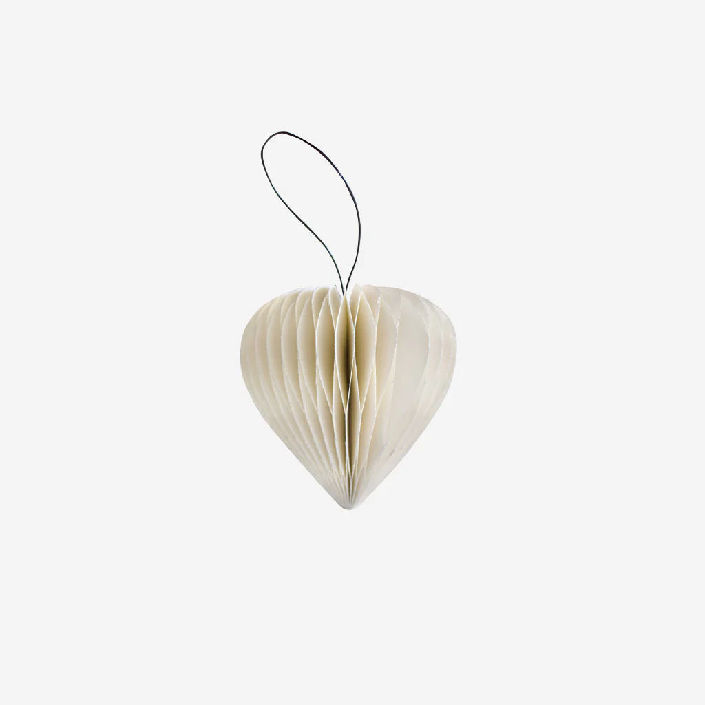Nordic Rooms Paper Christmas Ornament White Glitter Edge Heart