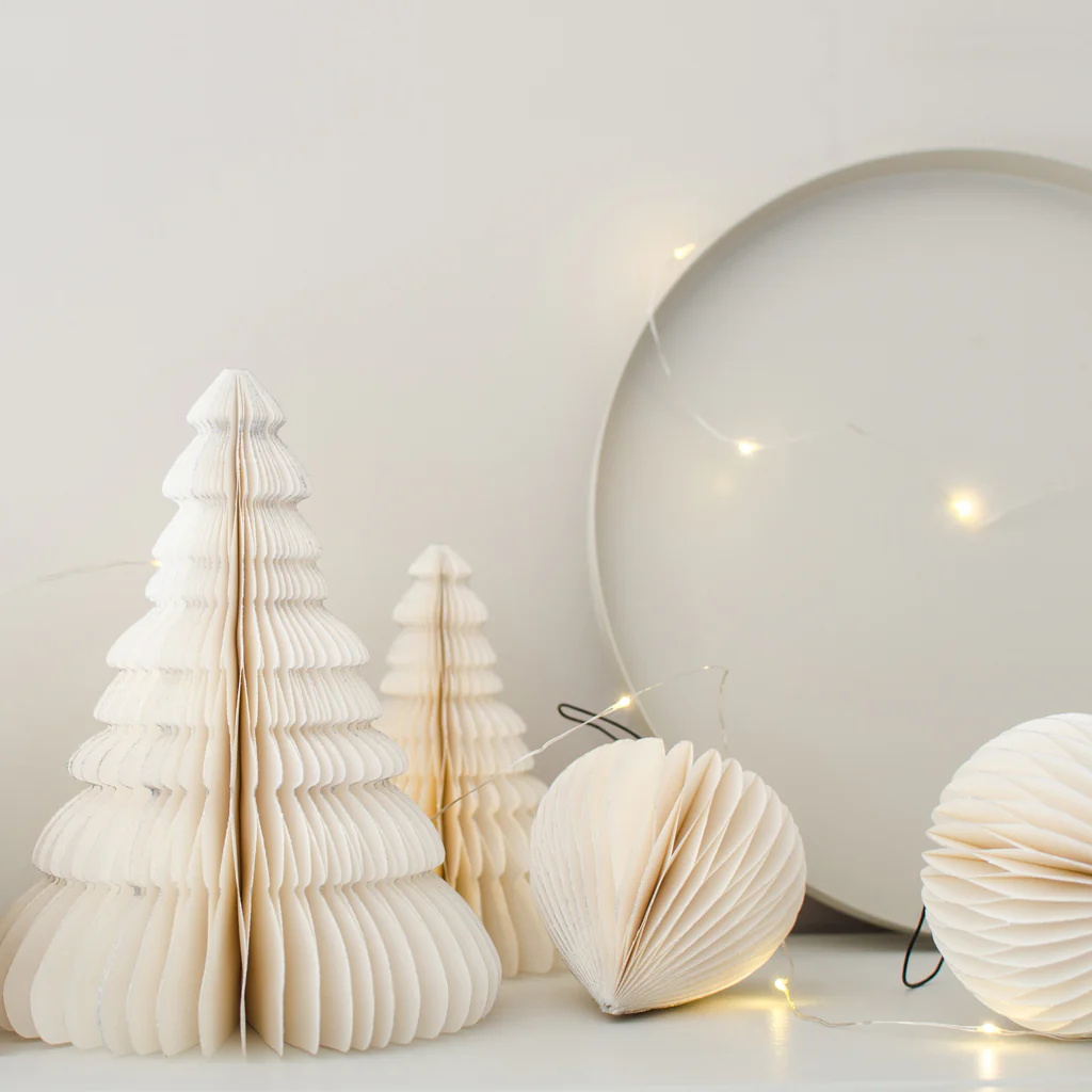 Nordic Rooms Paper Christmas Ornament White Glitter Edge Jewel - Image 3