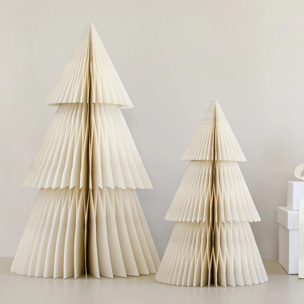 Nordic Rooms Paper Standing Deluxe Christmas Tree Off White Glitter Edge 45cm - Image 4