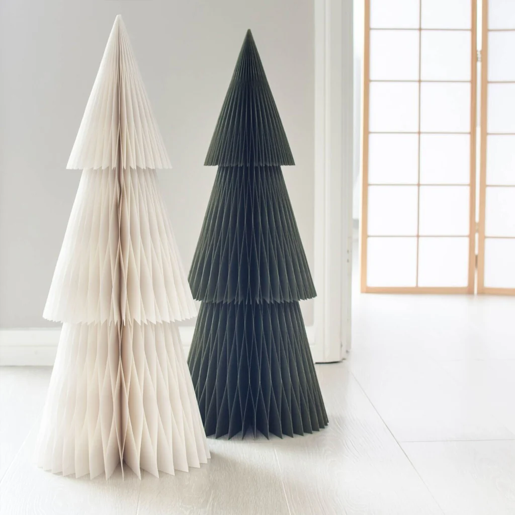 Nordic Rooms Paper Standing Deluxe Christmas Tree Olive Green Glitter 80cm - Image 3