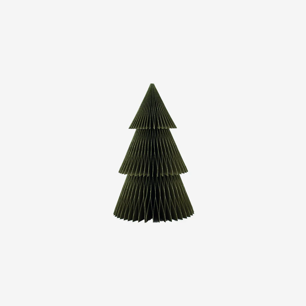 Nordic Rooms Paper Standing Deluxe Christmas Tree Olive Green Glitter Edge 31cm