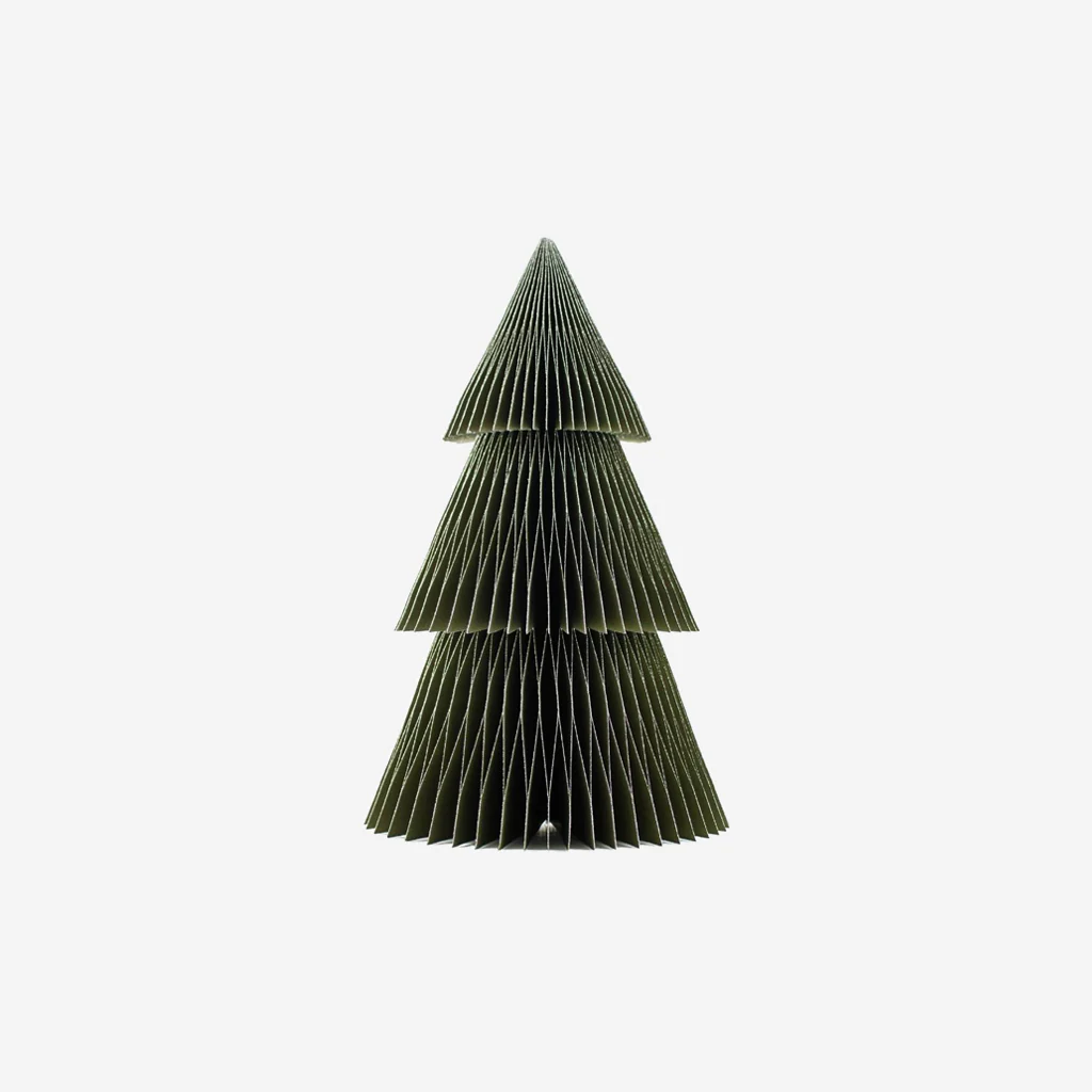 Nordic Rooms Paper Standing Deluxe Christmas Tree Olive Green Glitter Edge 45cm