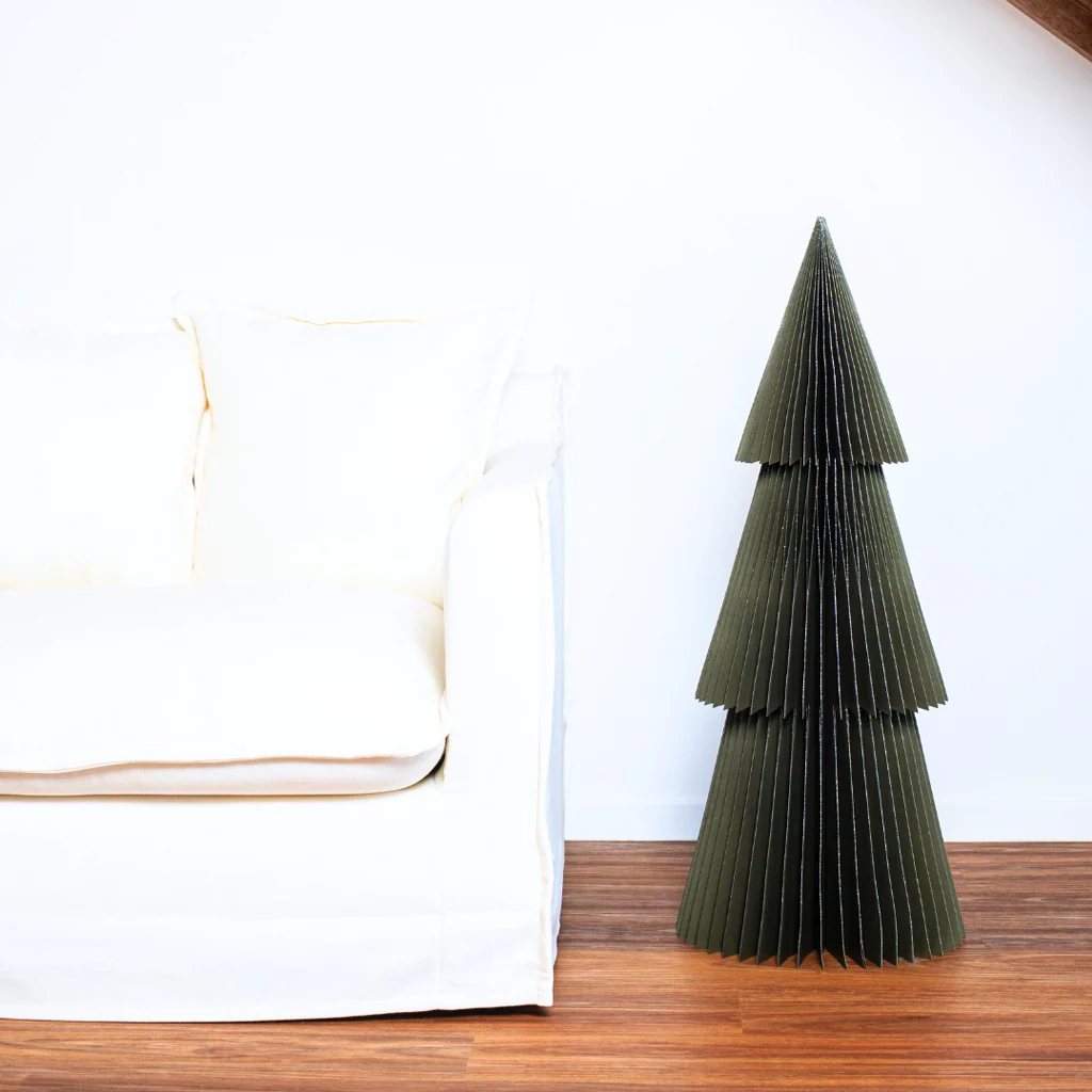 Nordic Rooms Paper Standing Deluxe Tree Olive Green Glitter 95cm - Image 3