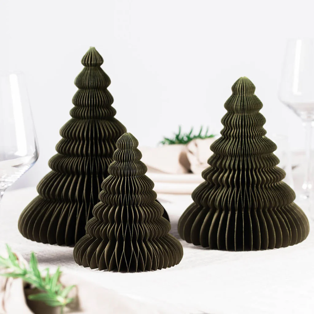 Nordic Rooms Standing Paper Christmas Tree Olive Green 15cm - Image 3