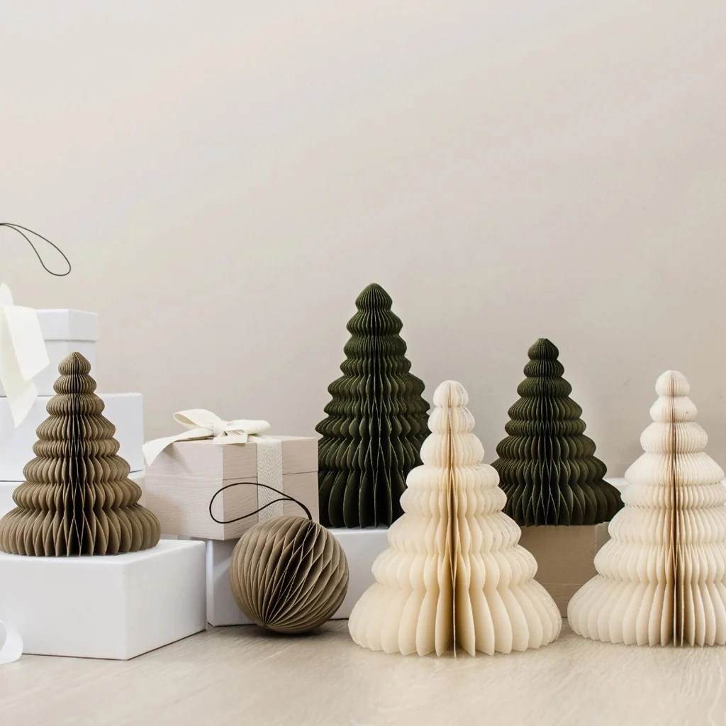 Nordic Rooms Standing Paper Christmas Tree Olive Green 15cm - Image 4