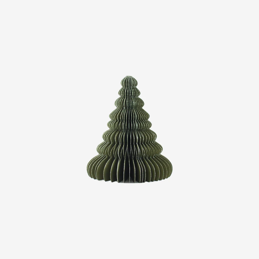 Nordic Rooms Standing Paper Christmas Tree Olive Green Glitter Edge 20cm