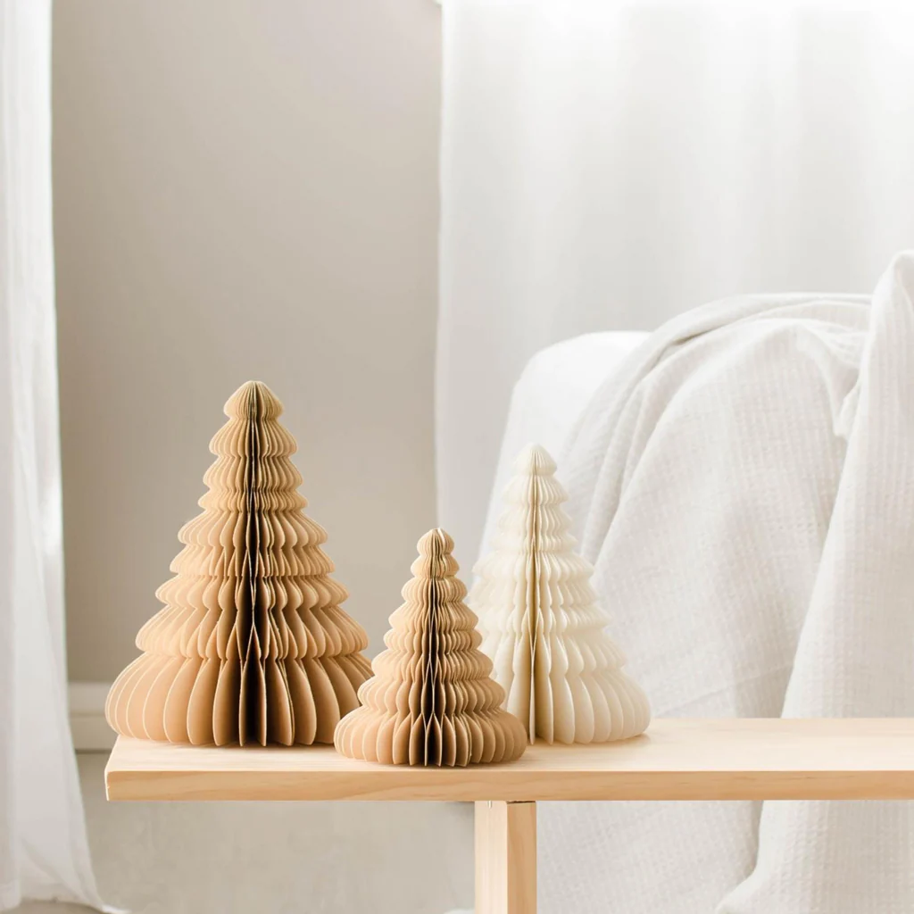 Nordic Rooms Standing Paper Christmas Tree Flaxseed 24cm - Image 4