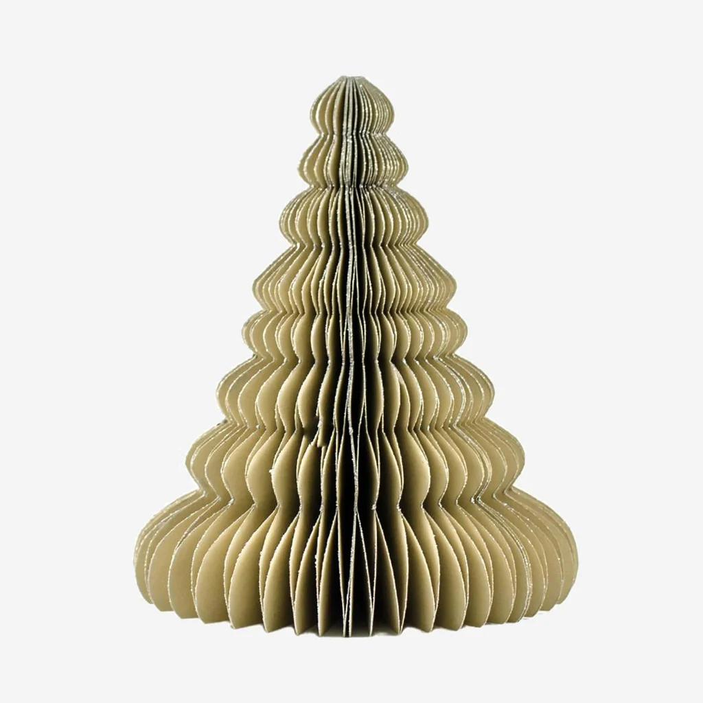 Nordic Rooms Standing Paper Christmas Tree Linen Glitter Edge 15cm - Image 2