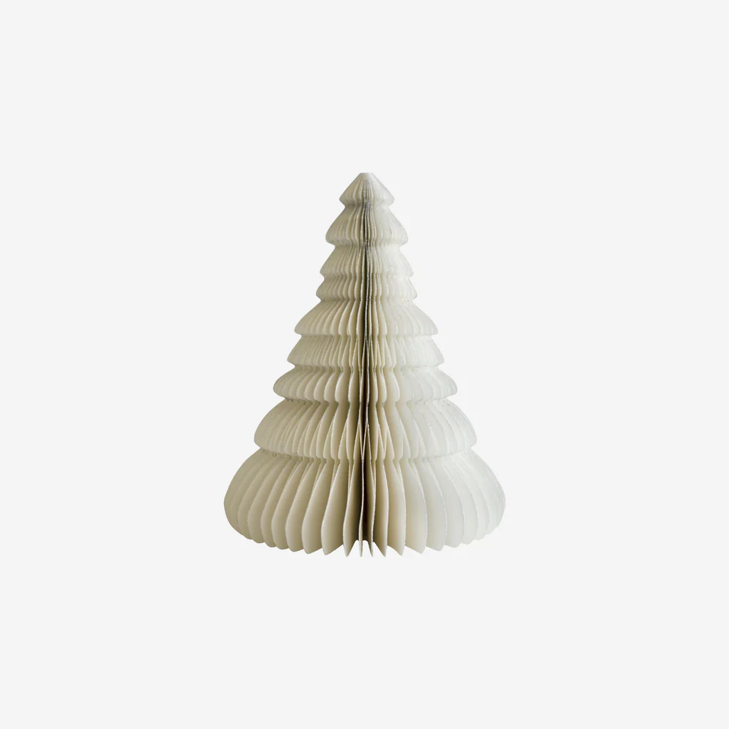 Nordic Rooms Standing Paper Christmas Tree White Glitter Edge 24cm