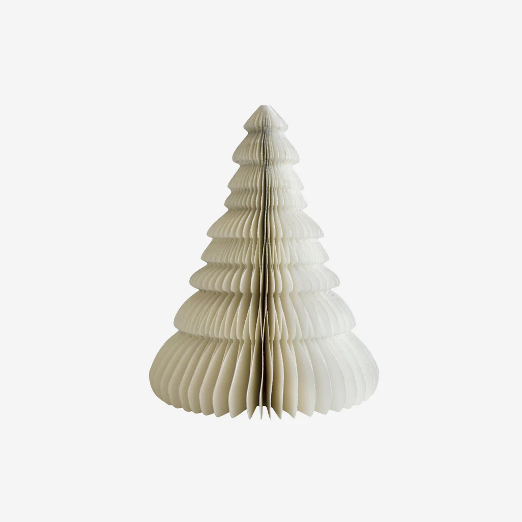 Nordic Rooms Standing Paper Christmas Tree White Glitter Edge 30cm