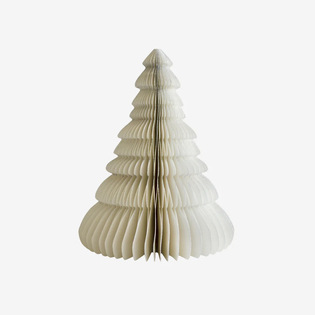 Nordic Rooms Standing Paper Christmas Tree White Glitter Edge 36cm