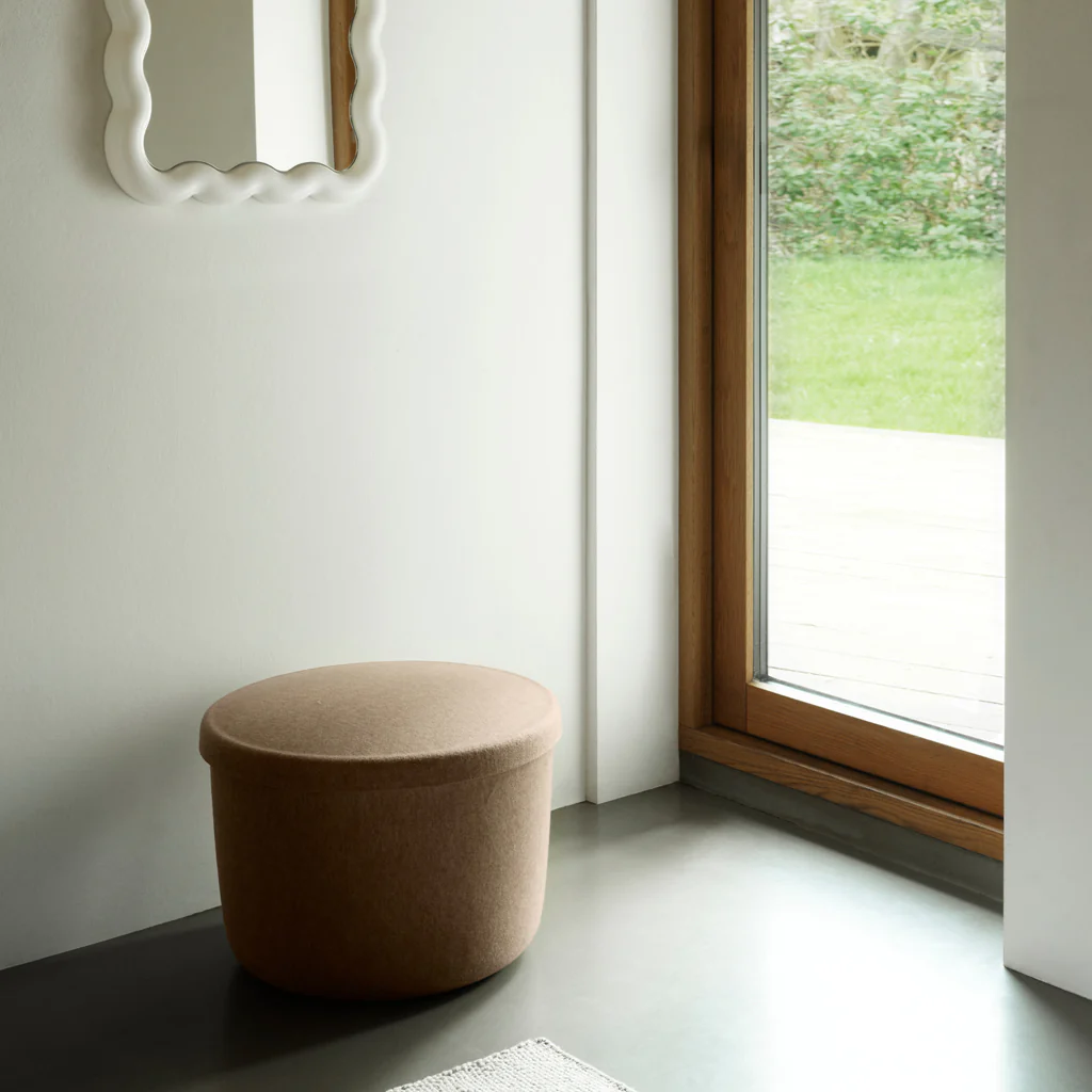 Normann Copenhagen Hide Storage Pouf Brown Small - Image 2