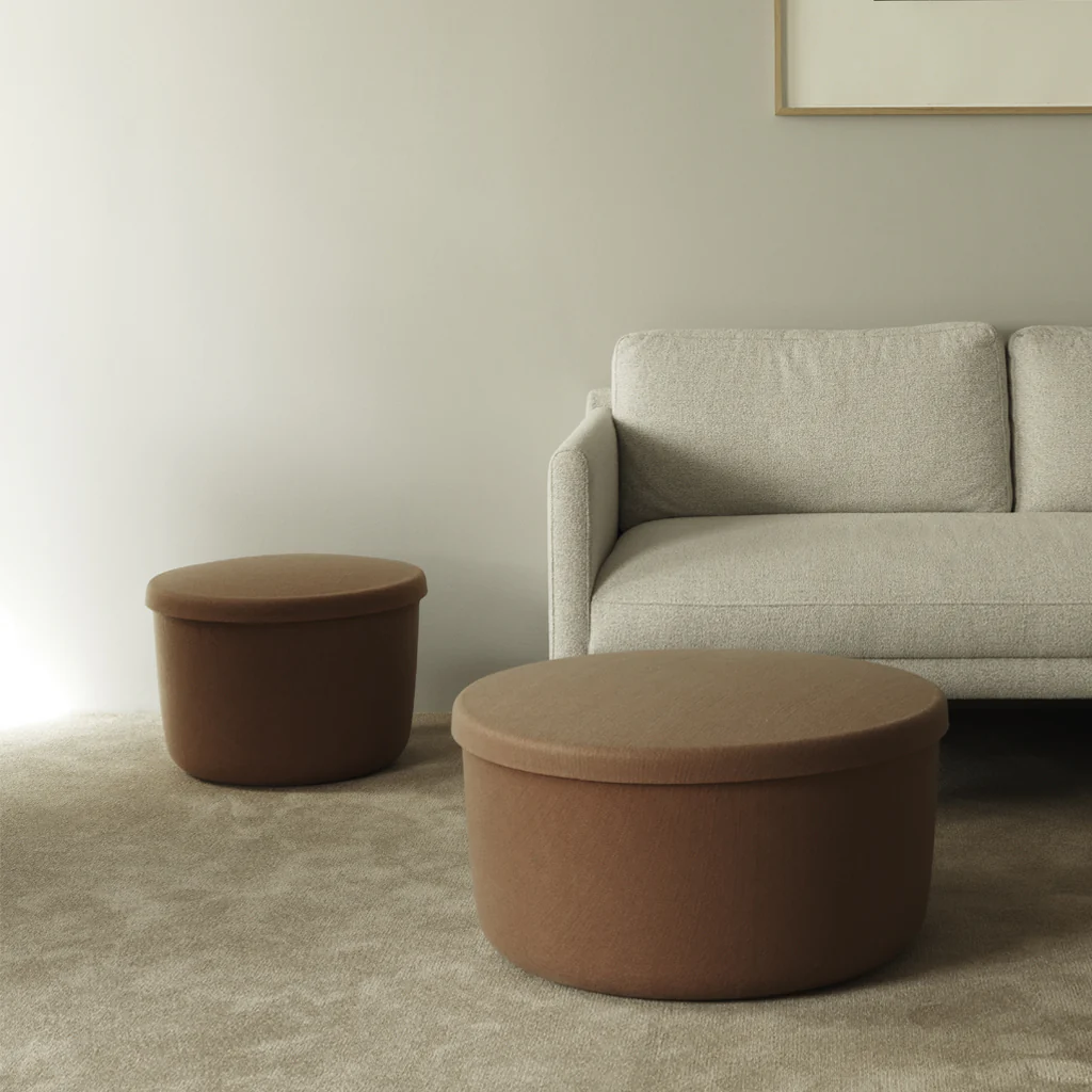 Normann Copenhagen Hide Storage Pouf Brown Small - Image 3