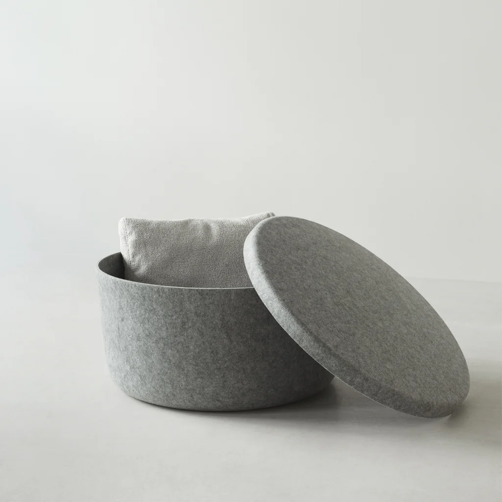 Normann Copenhagen Hide Storage Pouf Grey Large - Image 3