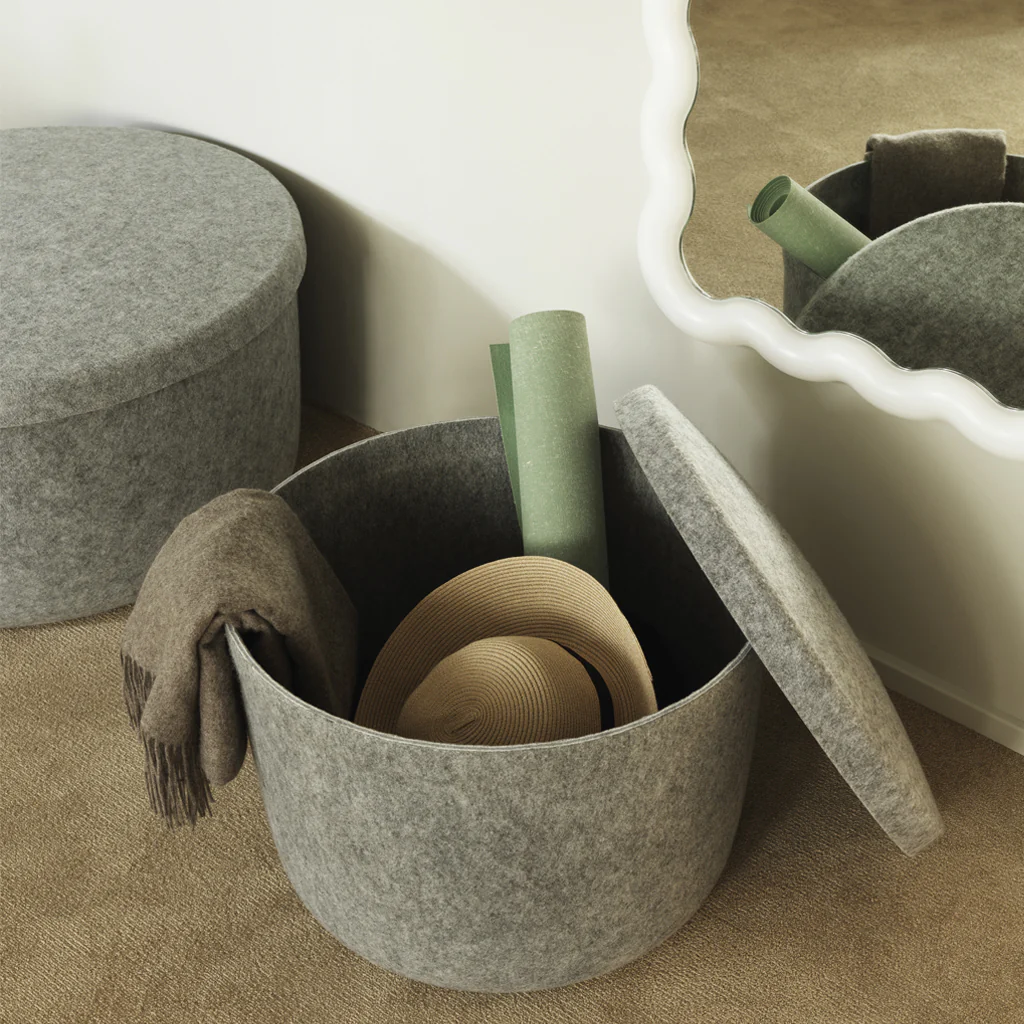 Normann Copenhagen Hide Storage Pouf Grey Small - Image 2
