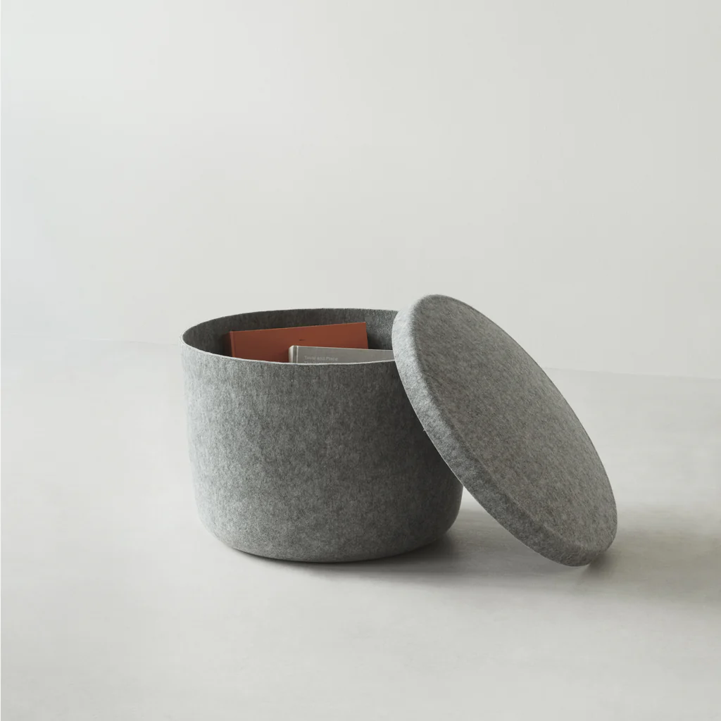 Normann Copenhagen Hide Storage Pouf Grey Small - Image 3