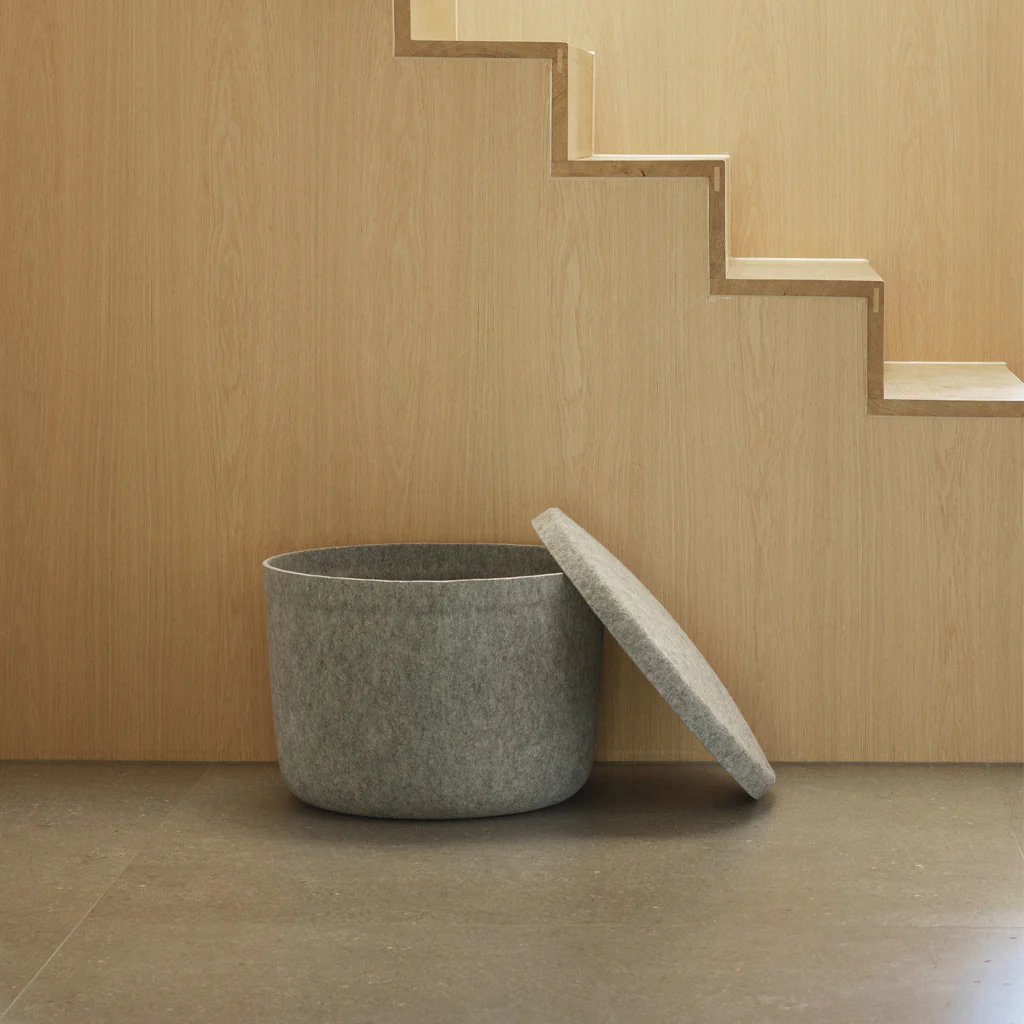 Normann Copenhagen Hide Storage Pouf Grey Small - Image 4