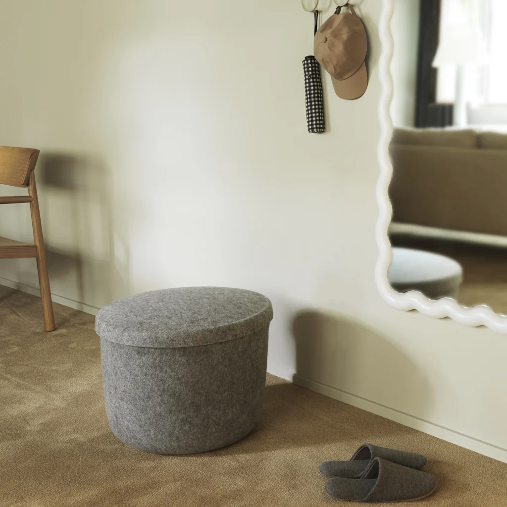 Normann Copenhagen Hide Storage Pouf Grey Small - Image 6