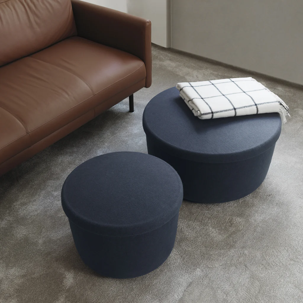 Normann Copenhagen Hide Storage Pouf Steel Blue Large - Image 3
