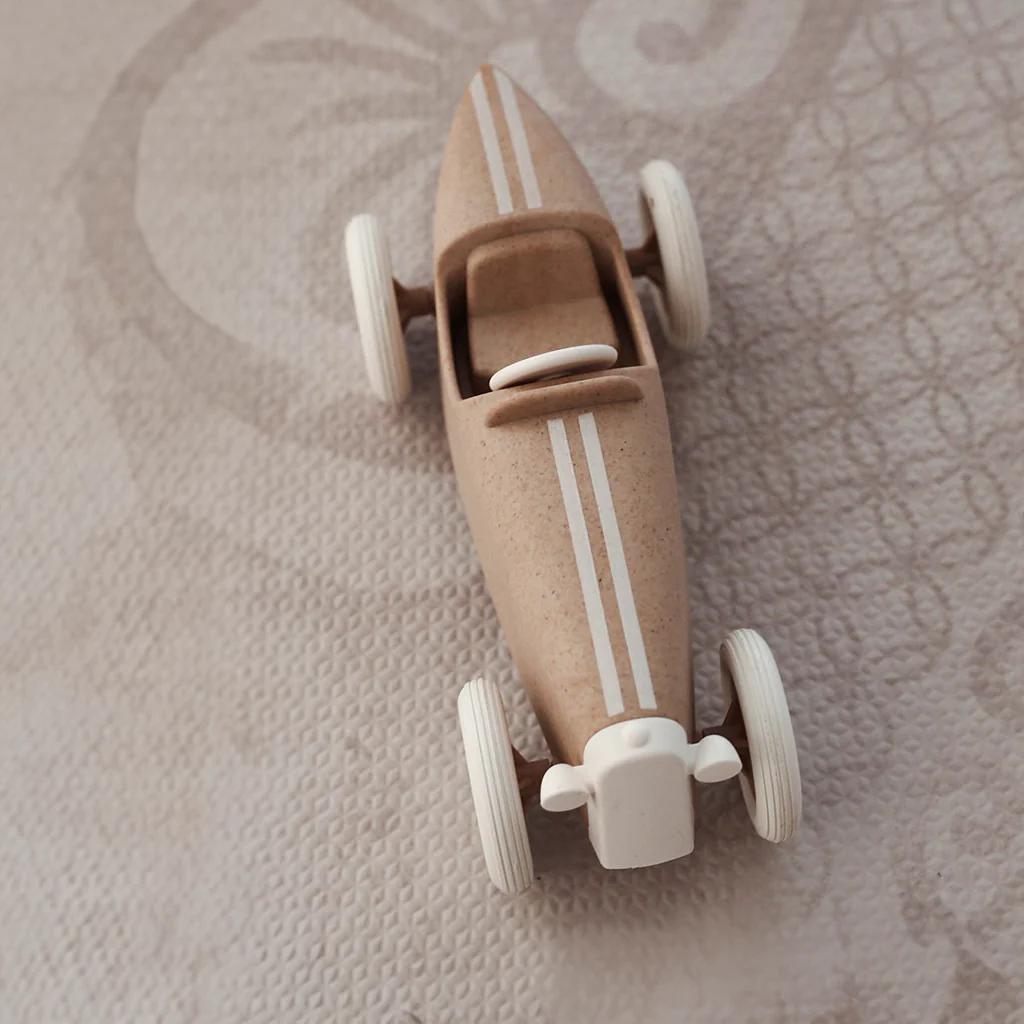 Ooh Noo Wooden Grand Prix Racing Car Light Brown - Image 3