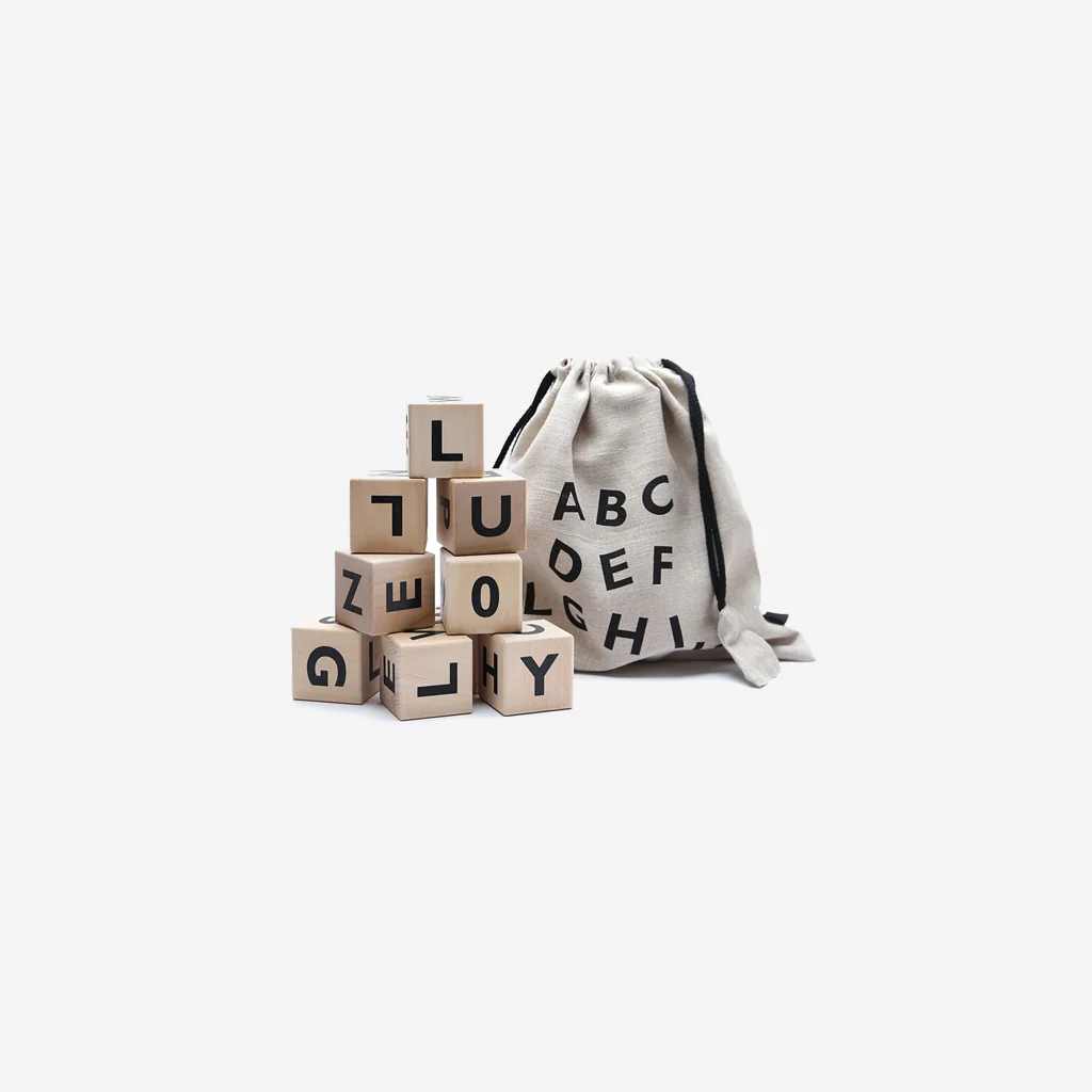 Ooh Noo Wooden Alphabet Blocks Black