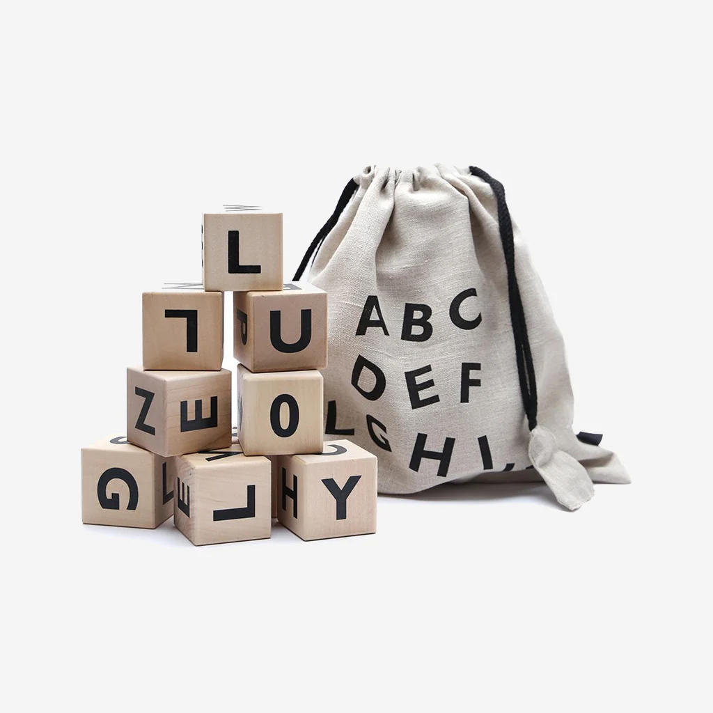 Ooh Noo Wooden Alphabet Blocks Black - Image 4