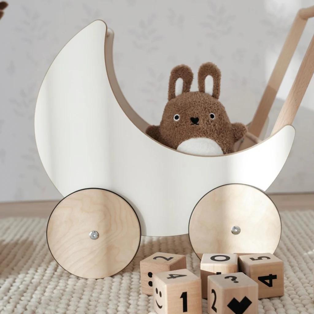 Ooh Noo Wooden Toy Pram - Image 4