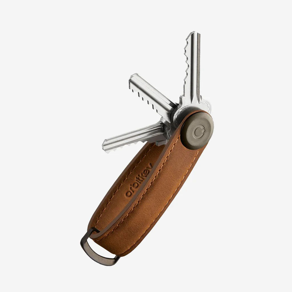 Orbitkey Key Organiser Crazy Horse Leather Oak Brown with Brown Stitching - Image 4