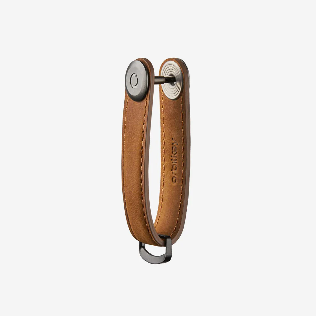 Orbitkey Key Organiser Crazy Horse Leather Oak Brown with Brown Stitching - Image 5