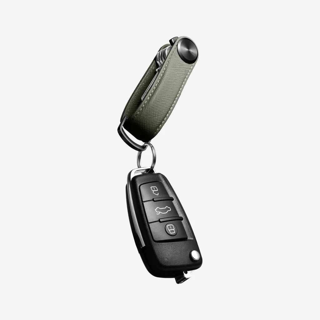 Orbitkey Key Organiser Pro Leather Saffiano Olive Green - Image 3