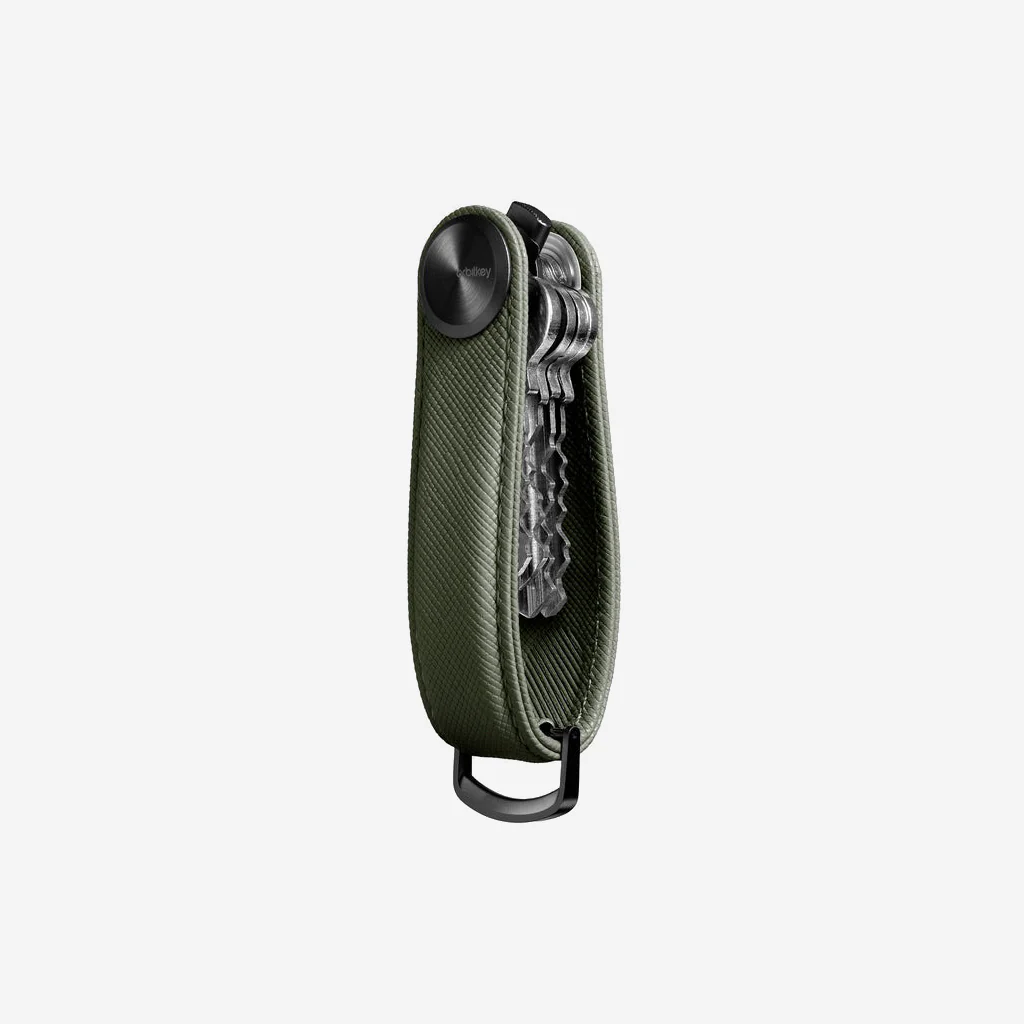 Orbitkey Key Organiser Pro Leather Saffiano Olive Green - Image 6