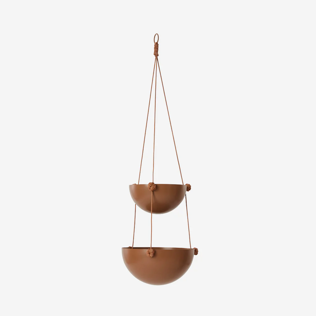 OYOY Living Paf Puf Hanging Planter Storage Double Nougat - Image 2