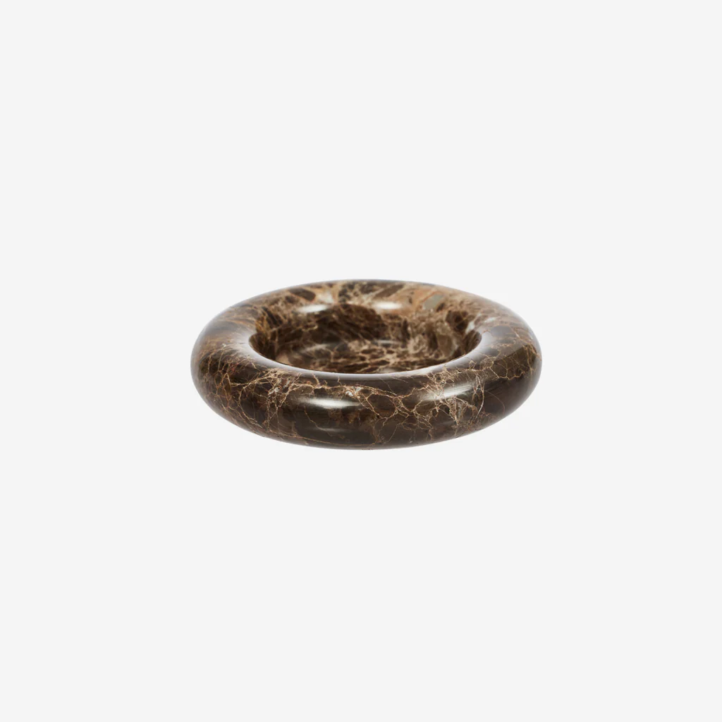 OYOY Living Savi Marble Tray Round Choco Brown