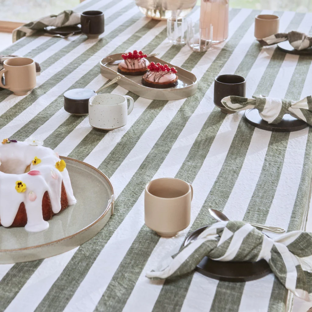 OYOY Living Striped Table Napkin Olive - Image 2